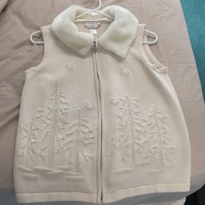 Christopher & Banks Zip Up Christmas Sweater